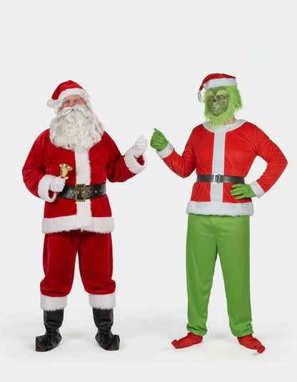 Set costum Deluxe pentru adulți, Monstru Verde și Moș Crăciun