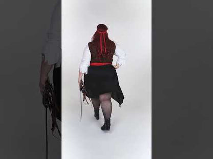 Piratul cu dungi albastre și negru deghizează o femeie de dimensiuni mari