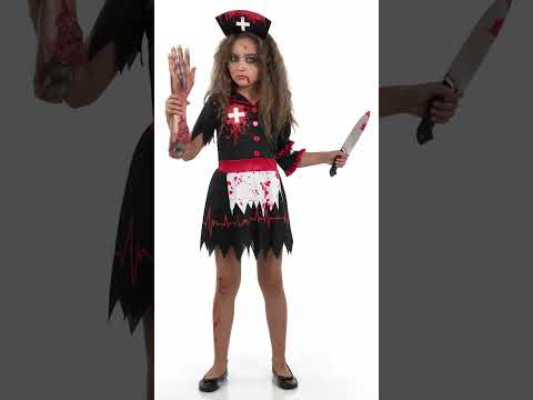 Déguisement infirmière noire zombie fille