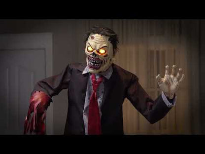 Decorațiune animată cu zombi fracturați, cu brațe articulate, sunet și lumini, 1,8 m