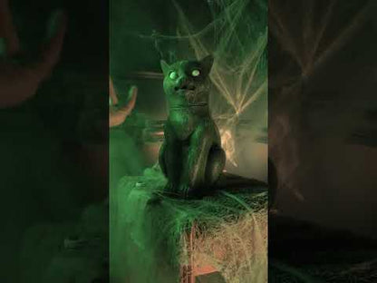 Pisică neagră strălucitoare, sunet și ochi strălucitori 30 cm