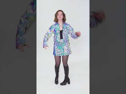 Costum fațetat holografic de lux pentru femeie