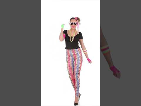 Déguisement années 80 imprimé panthère multicolore femme