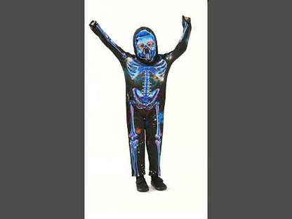 Costum de schelet néon în țesătura reciclată pentru copii
