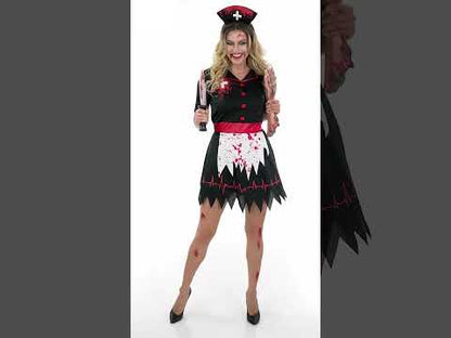Costum de asistentă medicală zombie neagră pentru femeie