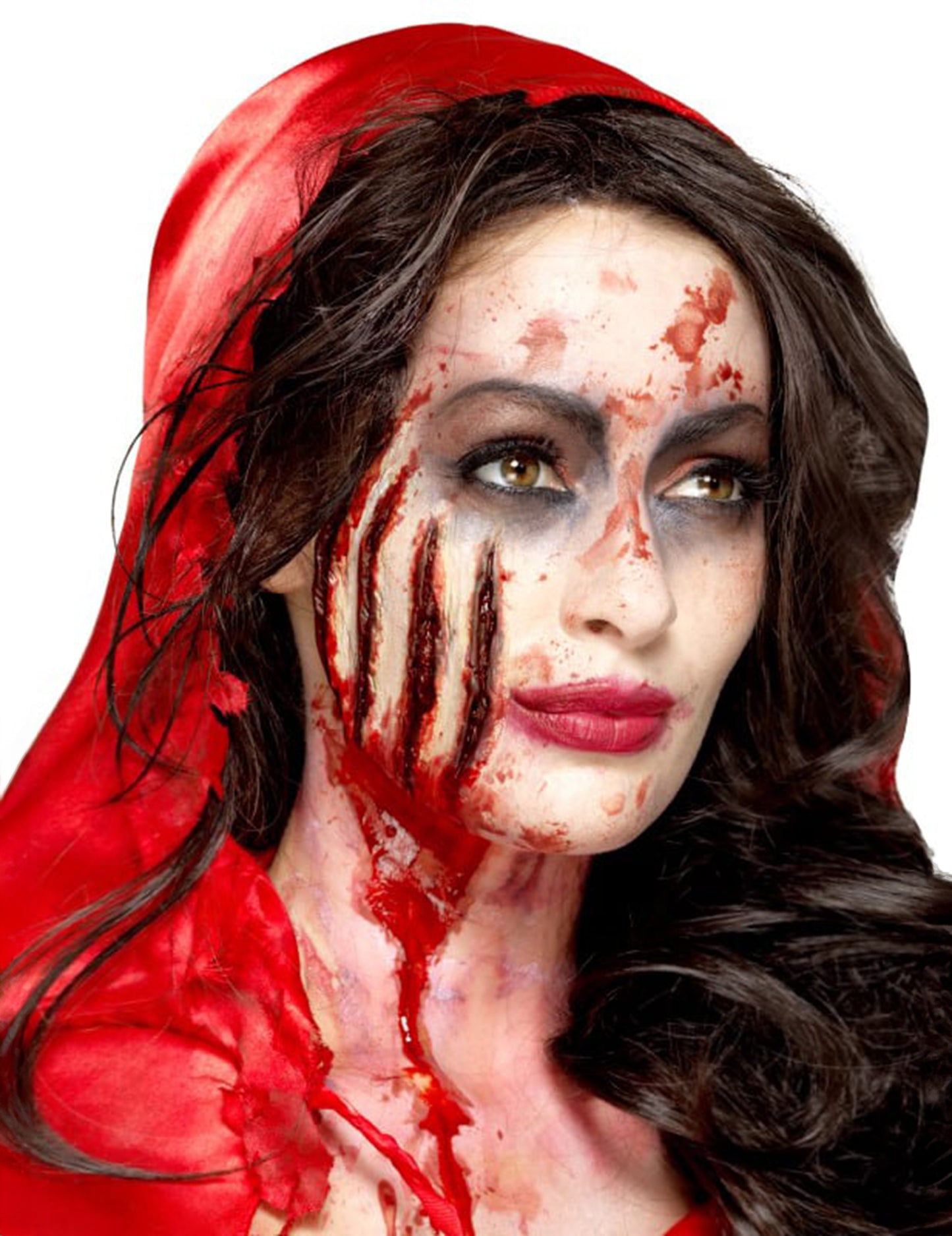 Proteză din latex cu tăieturi de Halloween pentru adult, roșie și însângerată