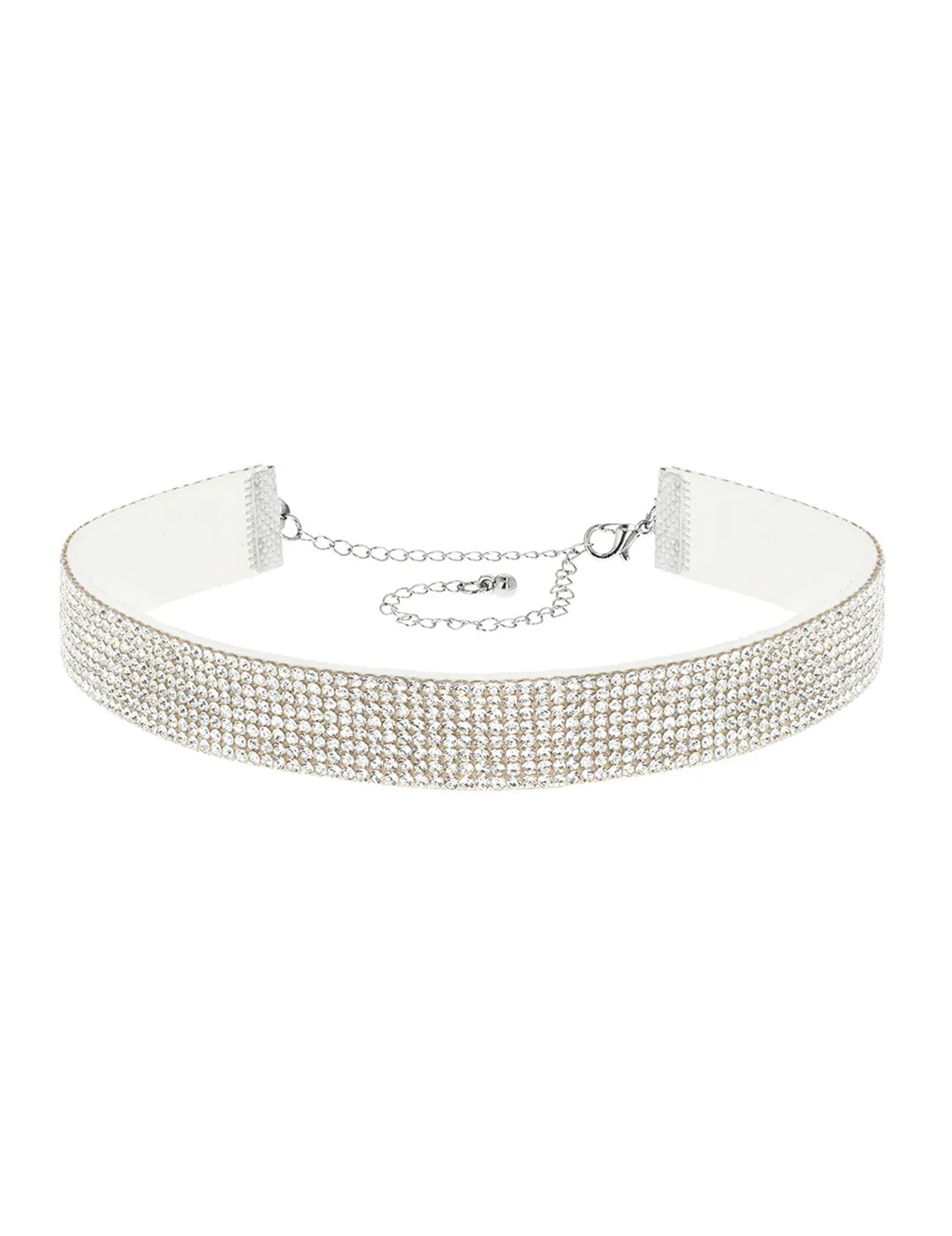 Choker alb cu strasuri pentru adulți