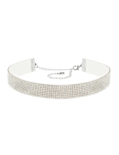 Choker alb cu strasuri pentru adulți