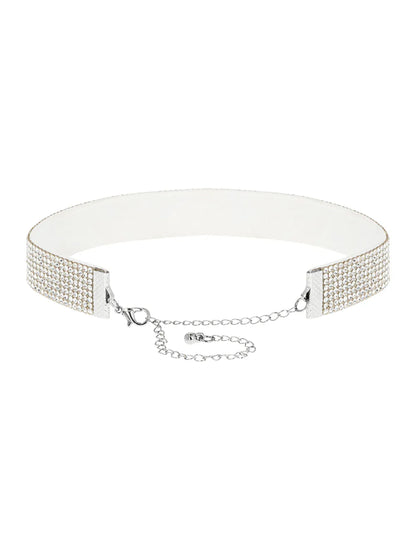 Choker alb cu strasuri pentru adulți
