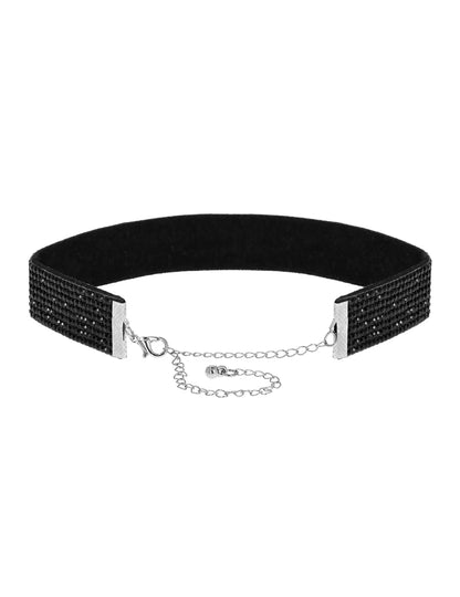 Choker cu strasuri negre pentru adulți