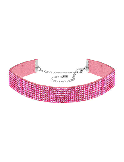 Choker cu strasuri roz pentru adulți
