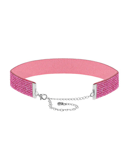 Choker cu strasuri roz pentru adulți