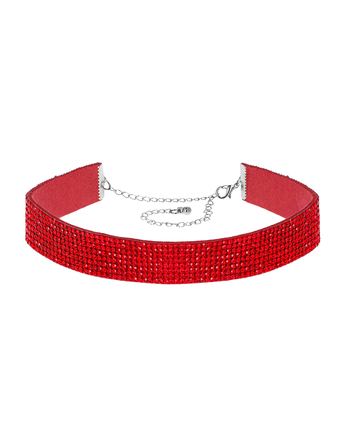 Colier tip choker cu strasuri roșii pentru adulți