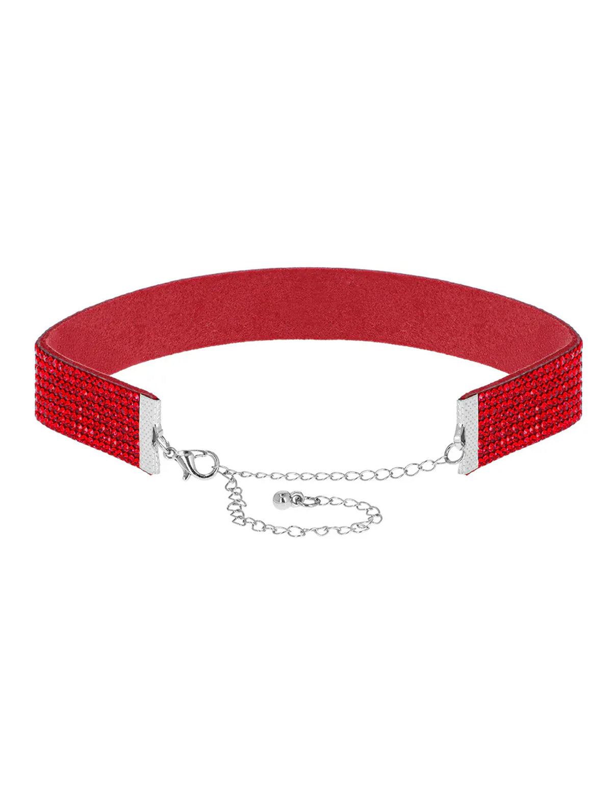 Colier tip choker cu strasuri roșii pentru adulți