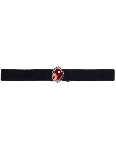 Ras de cou Halloween pour adulte noir avec diamant rouge