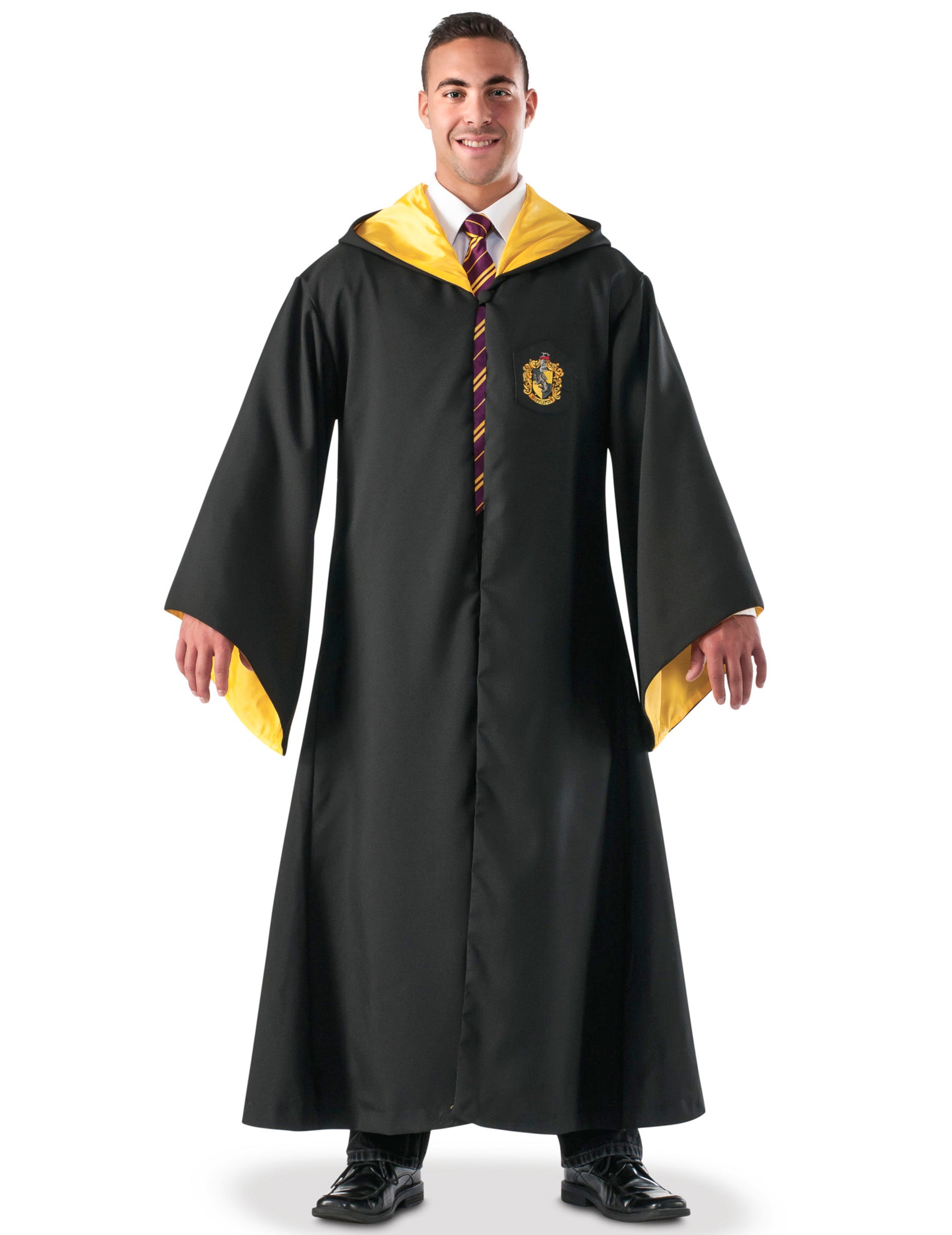 Réplique luxe robe de sorcier Poufsouffle pour adulte noire et jaune