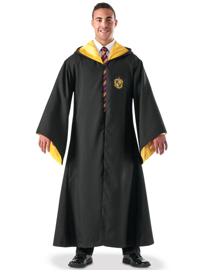 Réplique luxe robe de sorcier Poufsouffle pour adulte noire et jaune