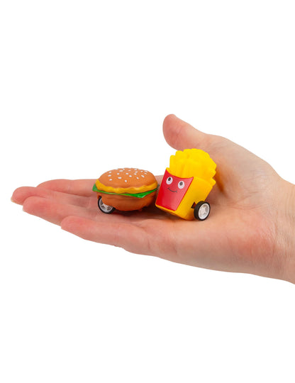 Hamburger cu cartofi prăjiți de jucărie, alimentat prin frecare, fast-food