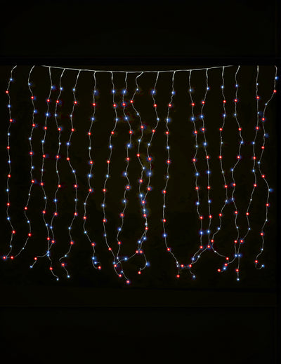 Rideau lumineux multicolore pour fête 90 LED rouge et bleu