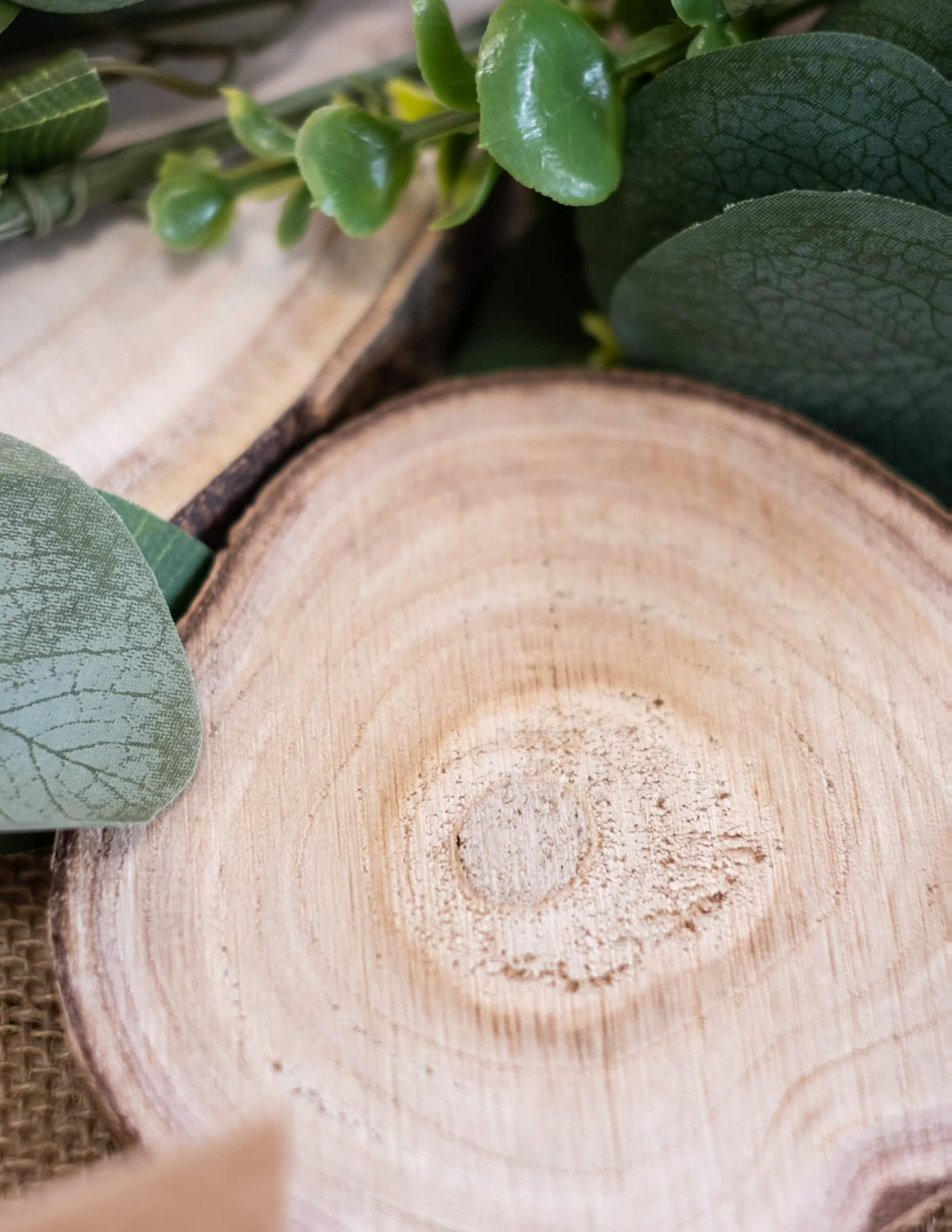Prim-plan asupra texturii bușteanului din lemn natural pentru decor de nuntă