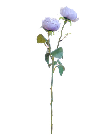 Roses artificielles bouquet de 2 fleurs pour décoration lilas sur tige