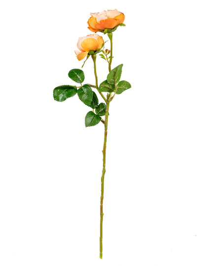 Vue de profil des roses artificielles de mariage pour bouquet pêche sur tige