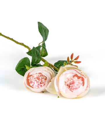 Trandafiri artificiali roz pastel pe tulpină 46 cm, set de 2