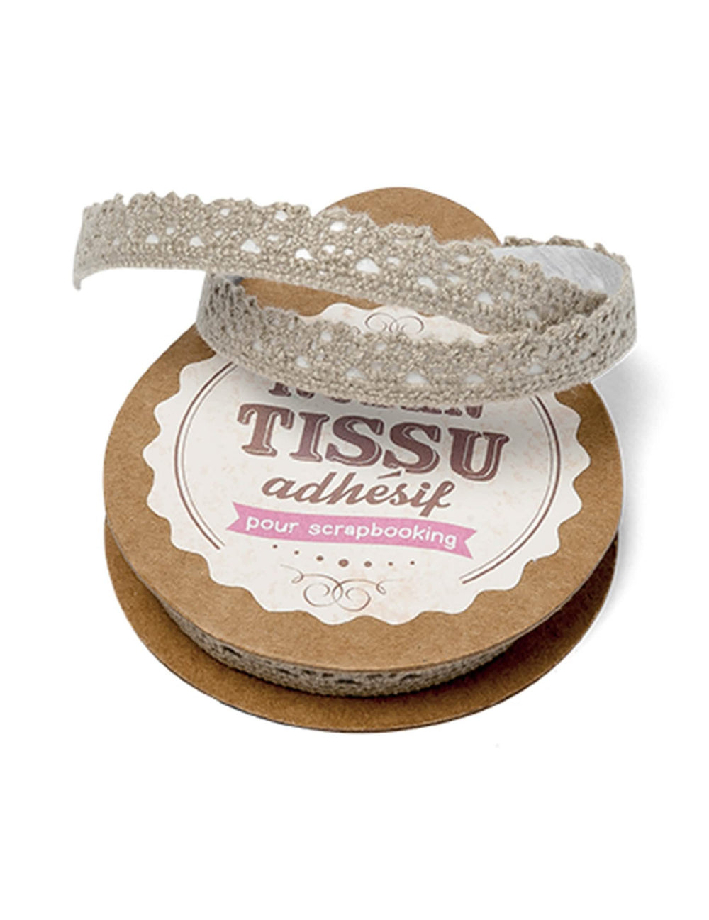 Bandă adezivă din dantelă pentru scrapbooking taupe