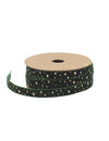 Ruban étoiles velours vert anglais et or 1 cm x 3 m