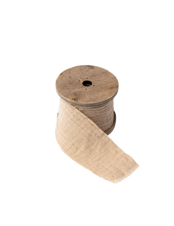 Panglică de tifon bej din bumbac 4.5 cm x 3 m stil boem