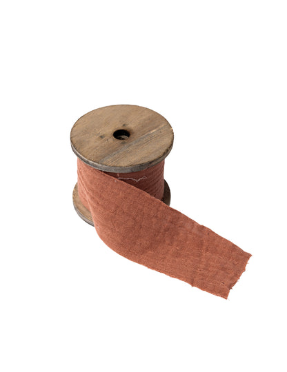 Panglică de tifon din bumbac roz vechi 4.5 cm x 3 m, stil boem