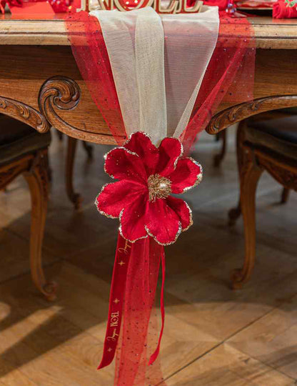 Ruban Joyeux Noël velours rouge et or 2,5 cm x 3 m