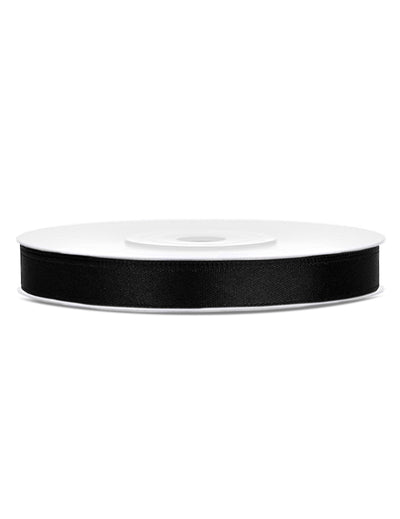Panglică din satin negru de 6 mm 25 de metri