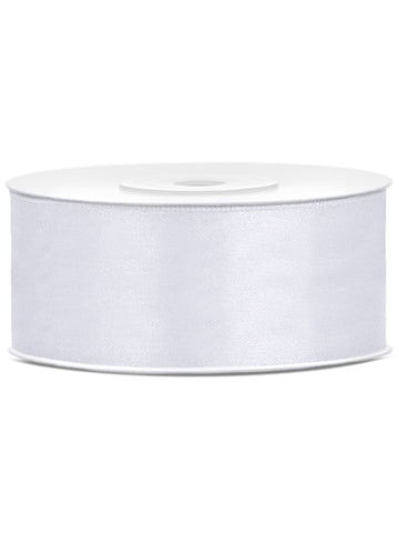 Panglică albă din satin 2,5 cm x 25 m