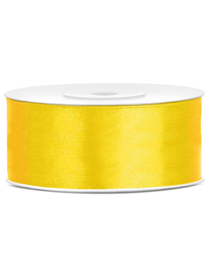 Panglică galbenă din satin 2,5 cm x 25 m