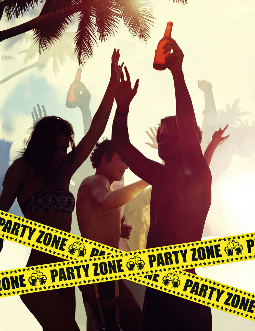 Ruban Party Zone pour fête jaune de 6 mètres