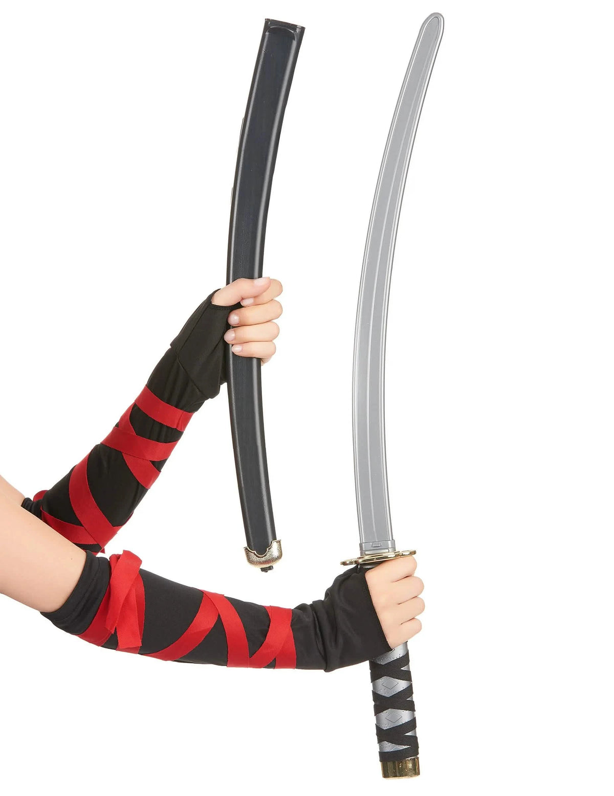 Sabie ninja din plastic pentru adult negru și gri cu teaca lui