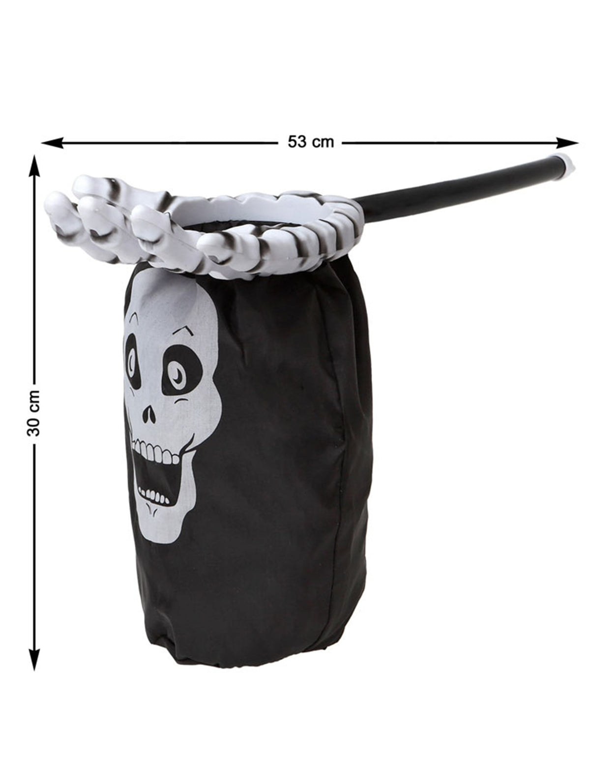 Détail des dimensions du sac à bonbons squelette