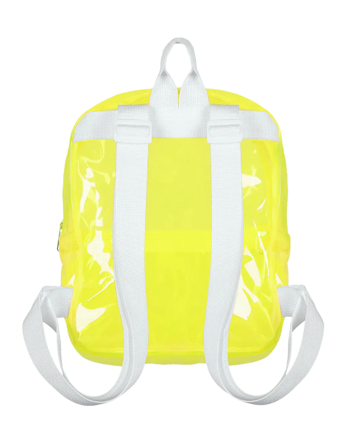 Vue de dos du sac à dos transparent pour adulte jaune fluo