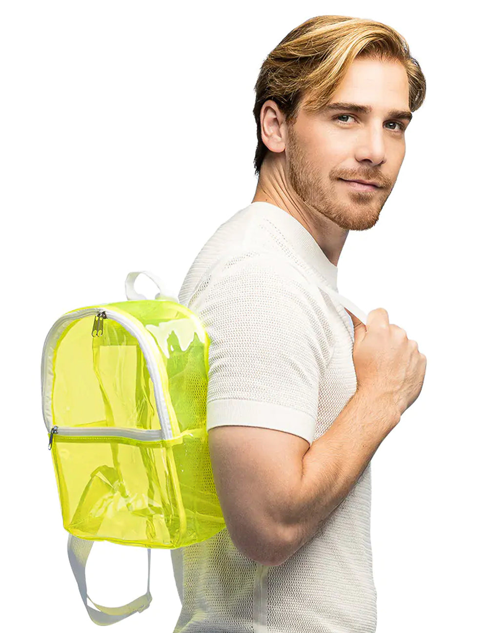 Sac à dos transparent pour adulte jaune fluo