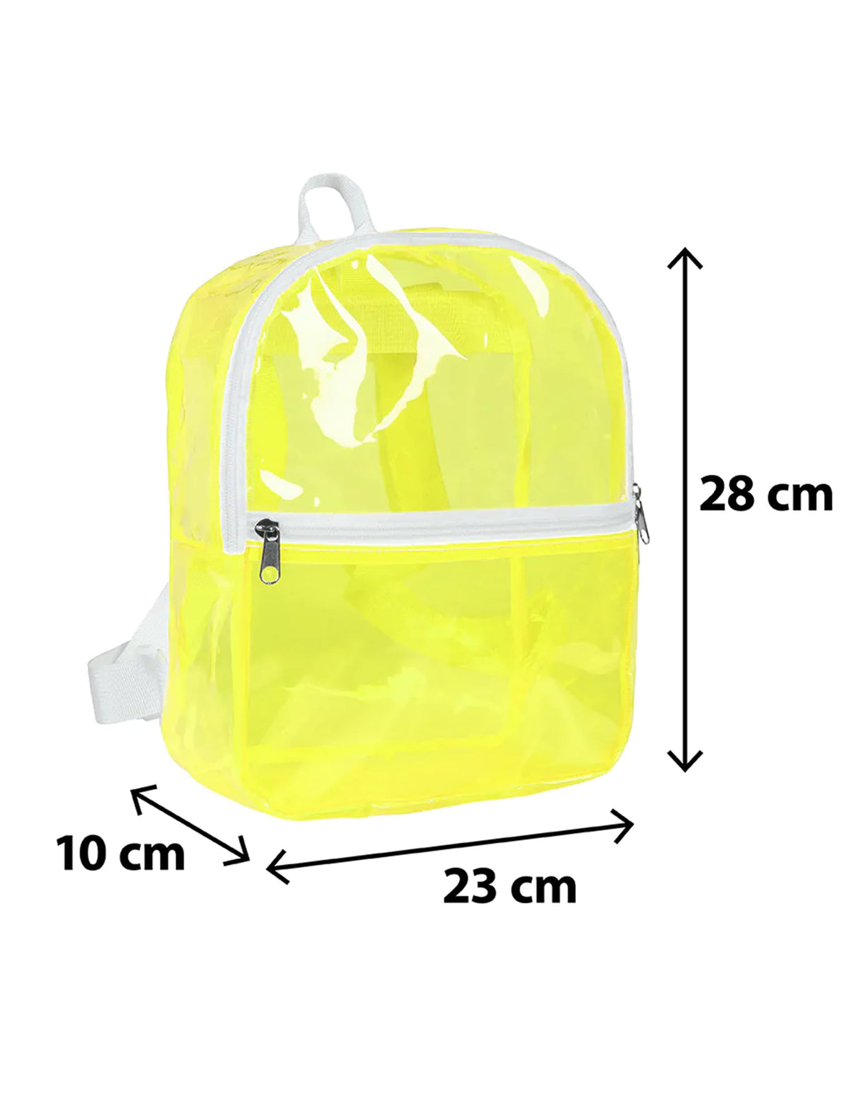Dimensions du sac à dos transparent pour adulte jaune fluo