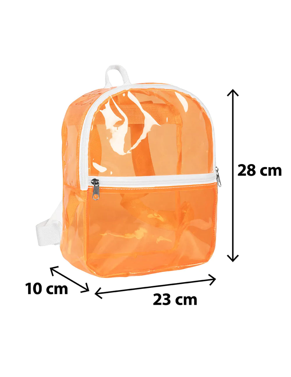 Dimensions du sac à dos transparent pour adulte orange fluo