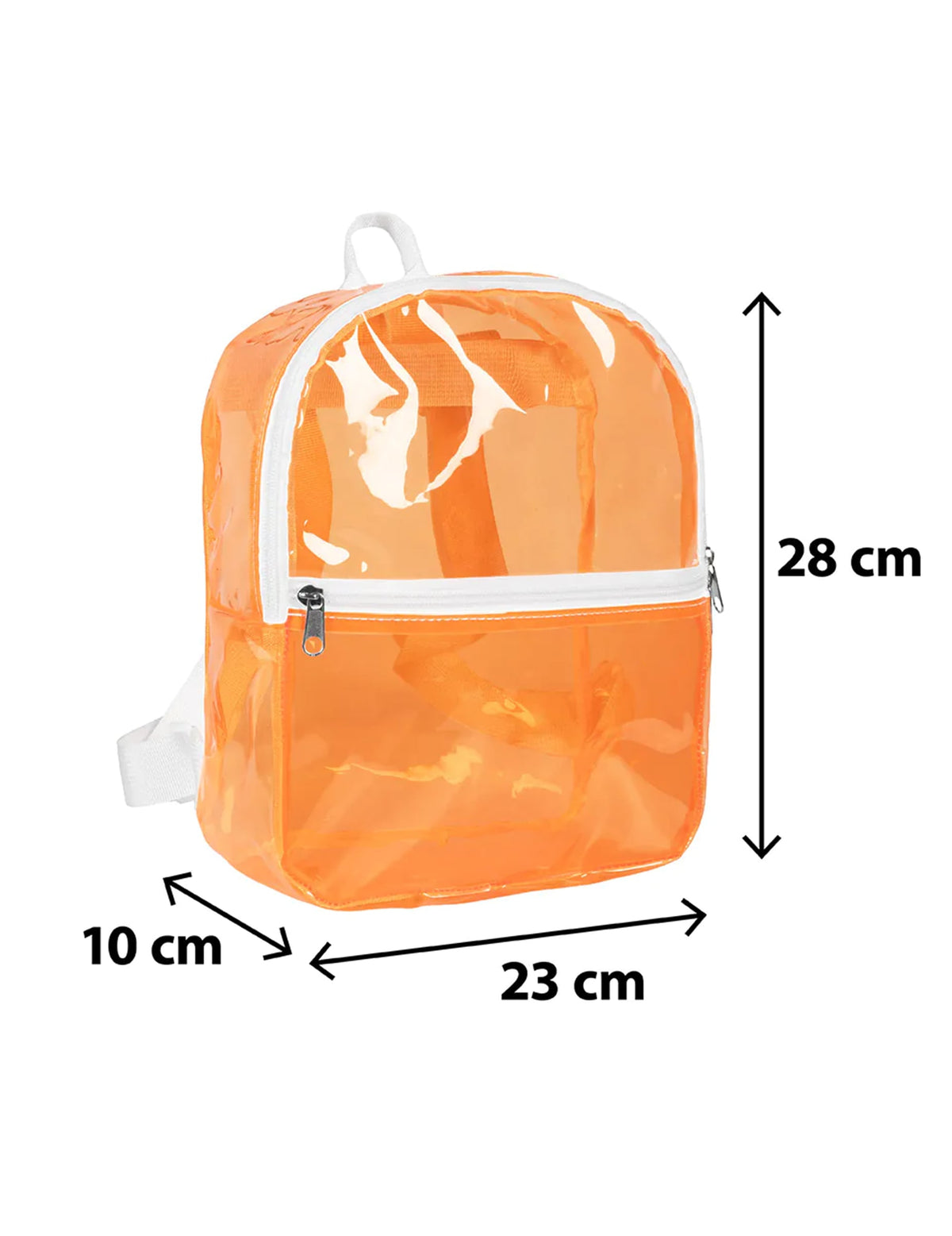 Dimensions du sac à dos transparent pour adulte orange fluo
