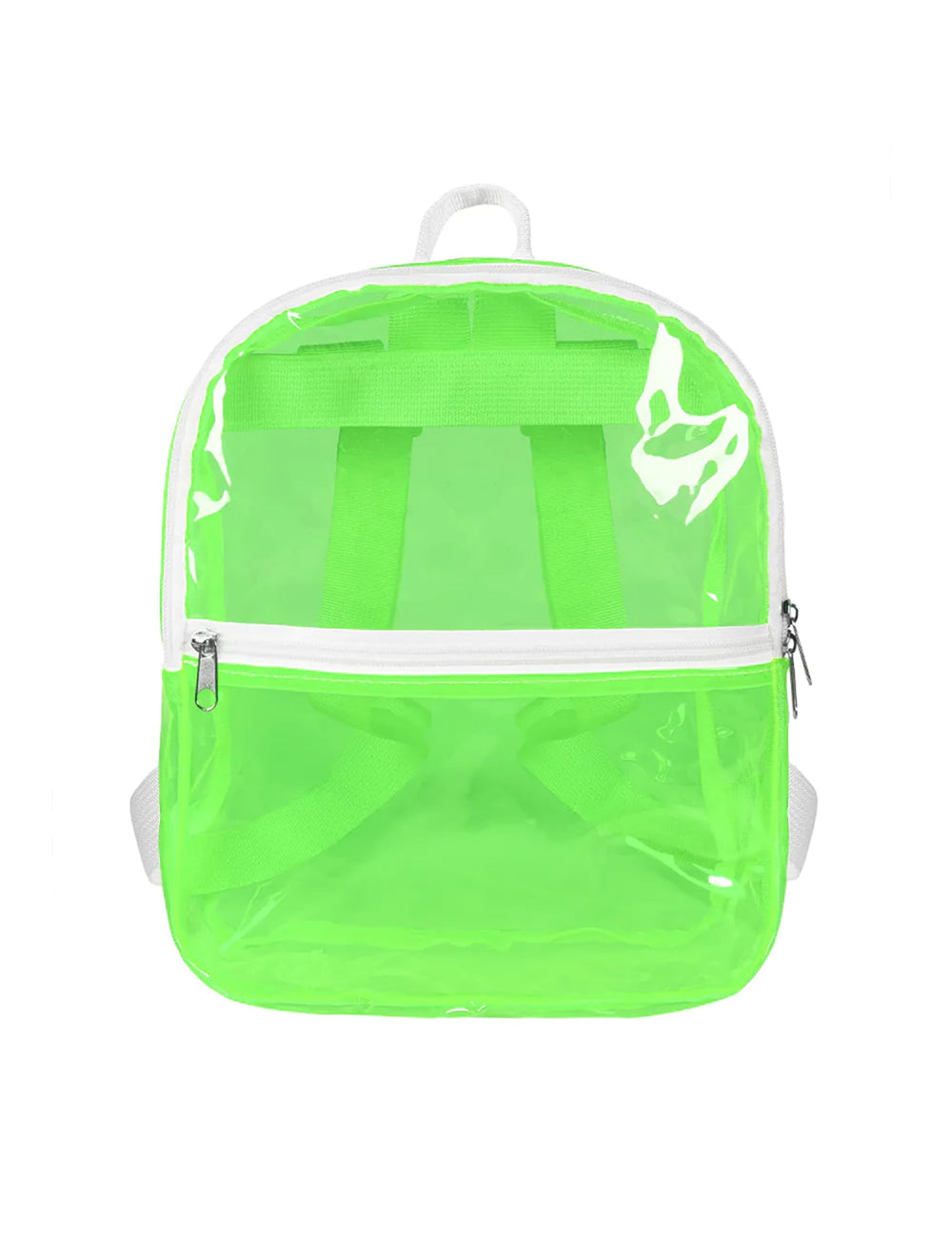 Vue de dos du sac à dos transparent vert fluo
