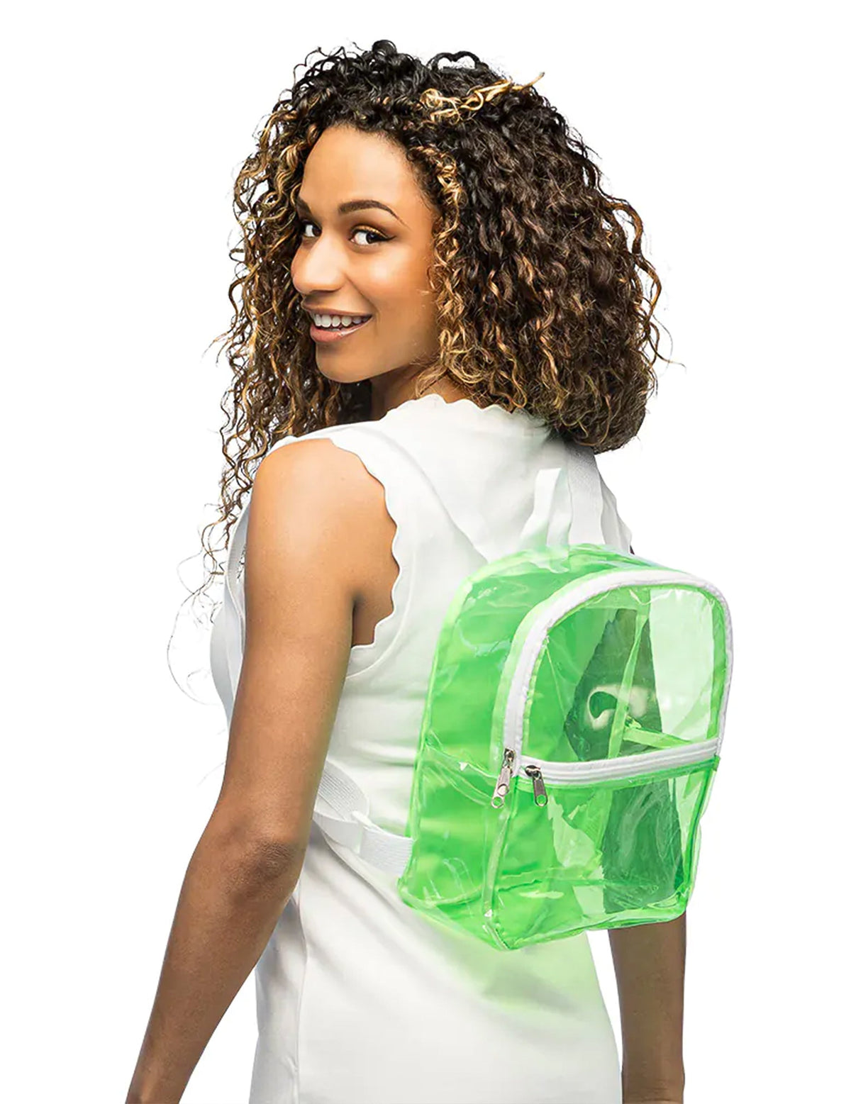 Sac à dos transparent pour femme vert fluo