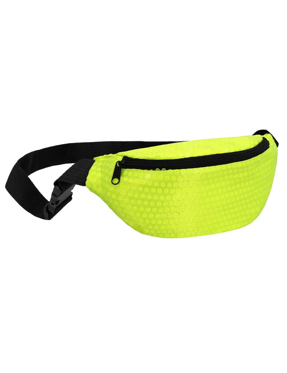 Vue de profil du sac banane jaune fluo