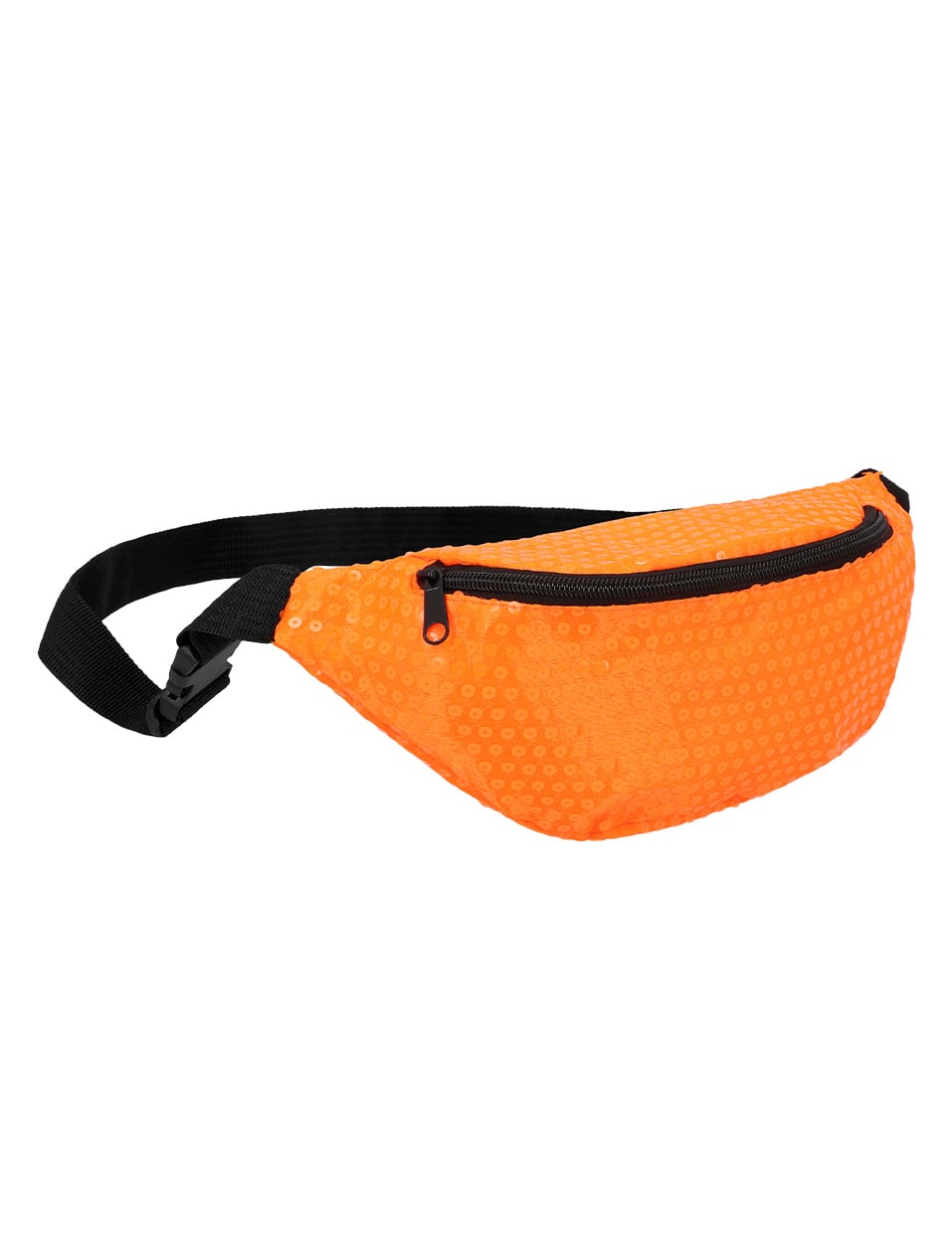 Vue de profil du sac banane orange fluo