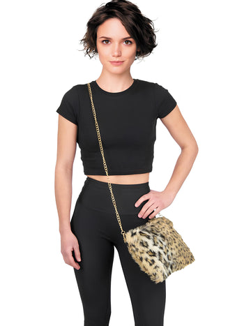 Sac bandoulière fourrure léopard