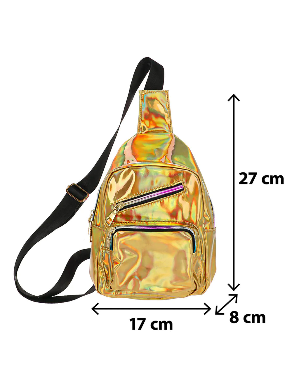Dimensions du sac bandoulière holographique deluxe