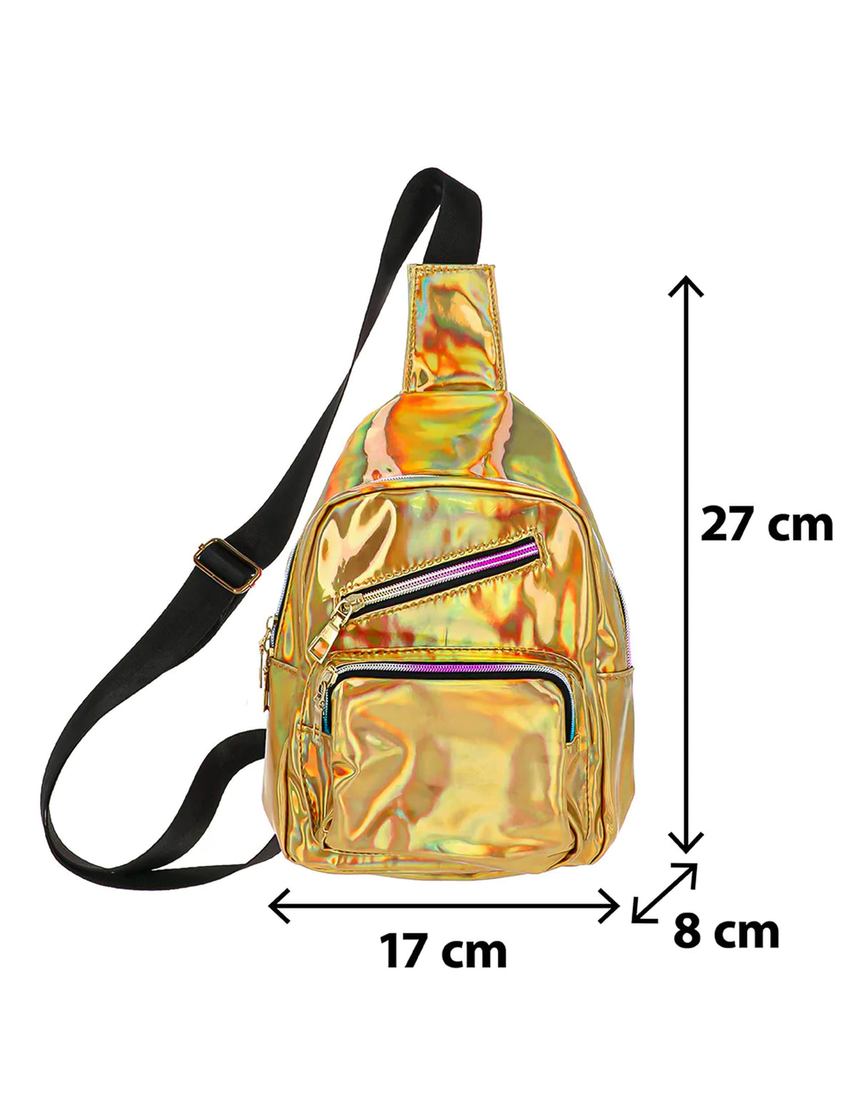 Dimensions du sac bandoulière holographique deluxe
